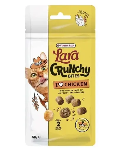 VERSELE-LAGA Lara Snack Crunchy Bites Chicken Happy Teeth 50g recompensă pentru igiena dentară a pisicilor
