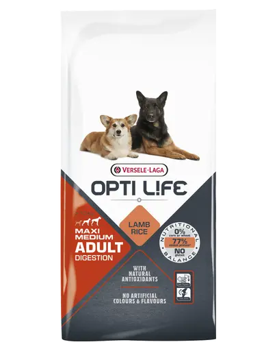 VERSELE-LAGA Opti Life Adult Digestion Medium&Maxi hrana uscata pentru caini de talie medie/mare cu sensibilitati 12,5 kg