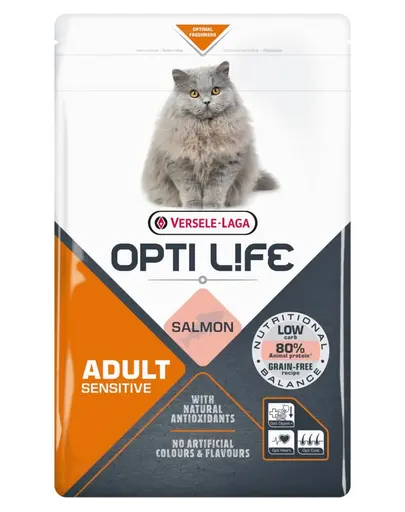 VERSELE-LAGA Opti Life Cat Adult Sensitive Salmon 2.5 kg hrana pisici sensibile, cu somon