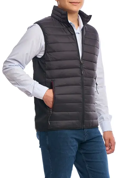 Vesta barbati subtire, Urban fit, negru (Marime vesta: 2XL)