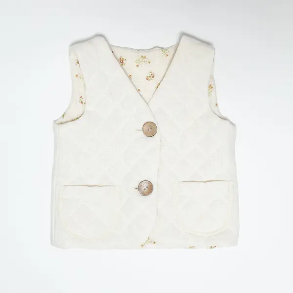 Vesta copii din muselina matlasata alba - 122
