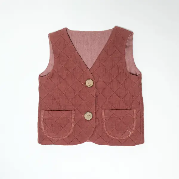Vesta copii din muselina matlasata caramiziu - 134