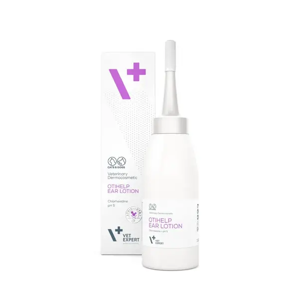 VET EXPERT OtiHelp Ear Lotion, soluție igiena urechilor câini și pisici, antibacteriană / antifungică, hidratantă, flacon cu aplicator, 75ml