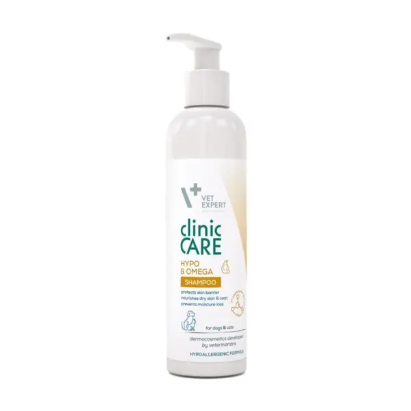 Vet Expert, sampon emolient dermatocosmetic pentru caini si pisci CLINIC CARE HYPO OMEGA, 250ml