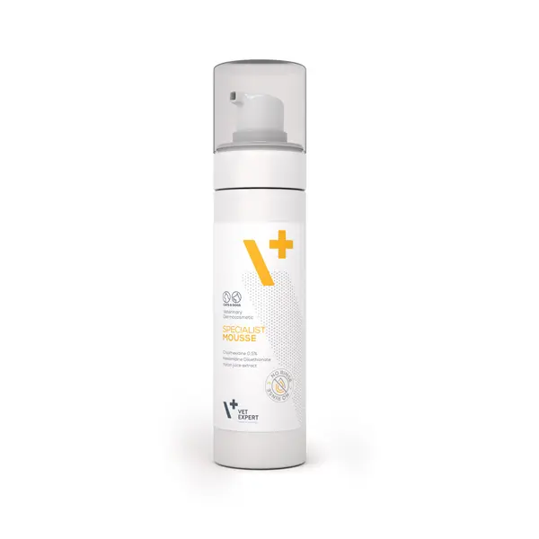 Vet Expert Specialist Mousse – Șampon uscat, spumă cu clorhexidină pentru câini și pisici 150 ml