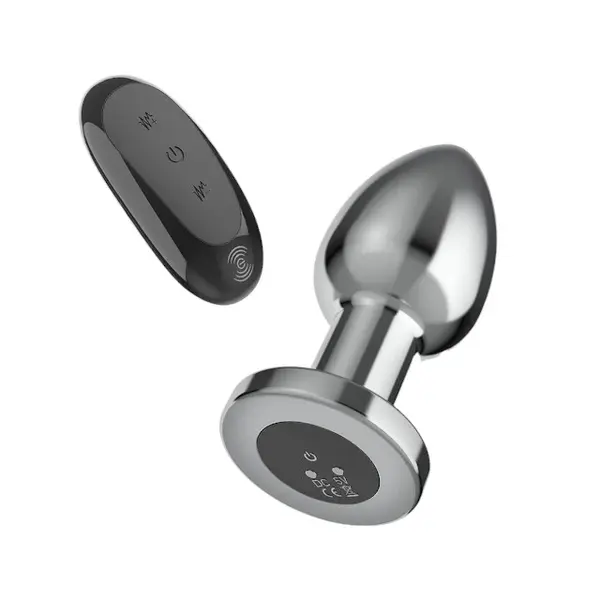 Vibrator anal INTENSE Vibrating Anal Plug L, control prin telecomandă, 10 funcții de vibrație, lungime 10.1 cm, argintiu