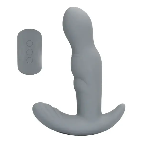 Vibrator anal LOVELINE Rotating Prostate Stimulator with Remote Control, cu telecomandă, funcție de rotație, 10 funcții de vibrație, gri