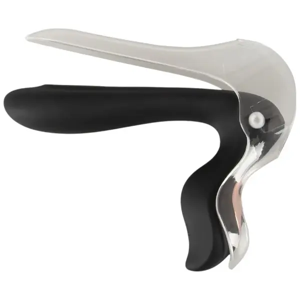Vibrator BAD KITTY Vibrating Speculum, în formă de specul cu lumină LED, 10 funcții de vibrație, lungime 13.7 cm, negru
