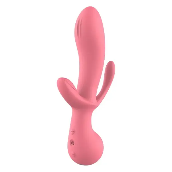Vibrator DREAMTOYS Amour Claire Triple Pleasure, pentru stimulare clitoridiană, vaginală și anală, 10 funcții de vibrație, roz
