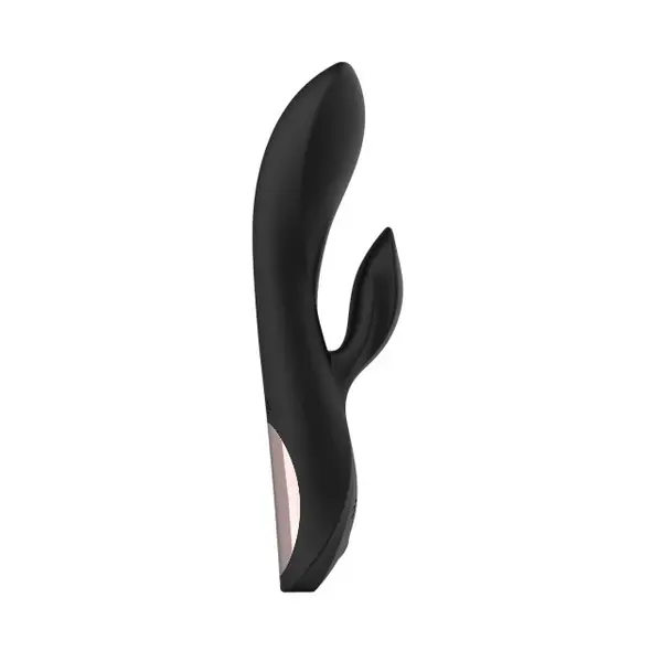 Vibrator rabbit TOYZ4LOVERS Elegance Charmin’ Style, pentru clitoris și punctul G, cu vibrații multiple, 20.3 cm, negru