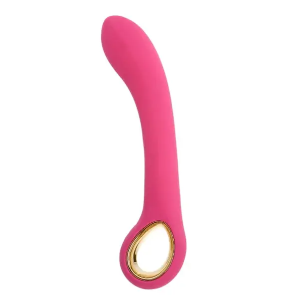 Vibrator TOYZ4LOVERS Handy Line Grip, pentru stimularea punctului G, 10 funcții de vibrație, 18.8 cm, roz cu auriu