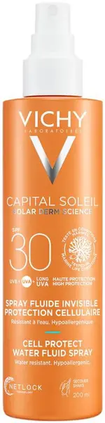Vichy Capital Soleil Spray fluid pentru față și corp Cell Protect, SPF30, 200 ml