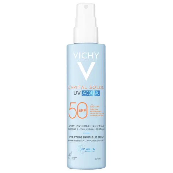 Vichy Capital Soleil UV Aqua Spray hidratant pentru fata si corp SPF50+ 200 ml
