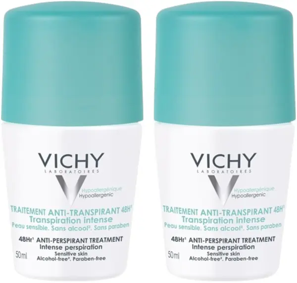 Vichy Deo Set - Deodorant antiperspirant roll-on, cu parfum, 2 x 50 ml