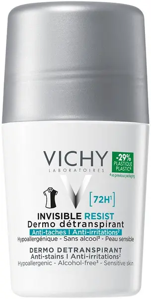 Vichy Deodorant antiperspirant roll-on împotriva petelor și iritațiilor, 50 ml