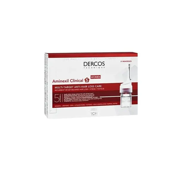 Vichy Dercos Aminexil Clinical 5 Multi-Target Anti-Hair Loss Treatment for Women Volum 21 monodoze × 6 ml