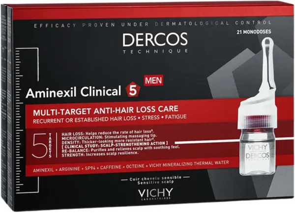 Vichy Dercos Fiole anti-cădere a părului pentru bărbați Aminexil Clinical 5, 21 х 6 ml