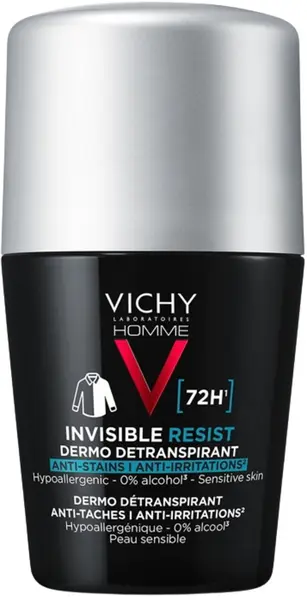 Vichy Homme Deodorant antiperspirant roll-on împotriva petelor și iritațiilor, 50 ml