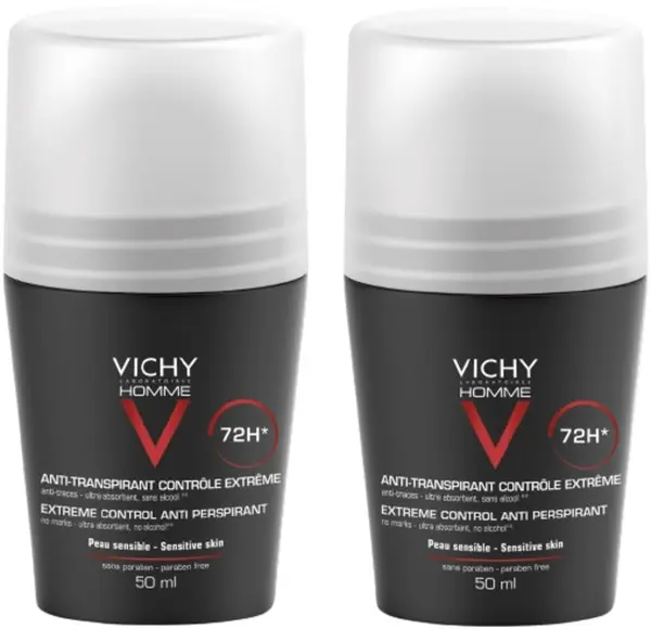 Vichy Homme Set - Deodorant antiperspirant roll-on, 2 x 50 ml