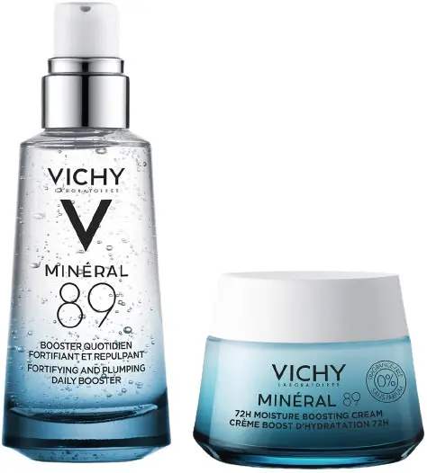 Vichy Minéral 89 Set - Gel hidratant Booster și cremă hidratantă ușoară, 2 x 50 ml