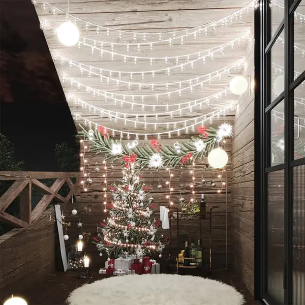 Vidalxl ghirlanda luminoasa, 400 led-uri, alb rece, 8 functii, 40 m