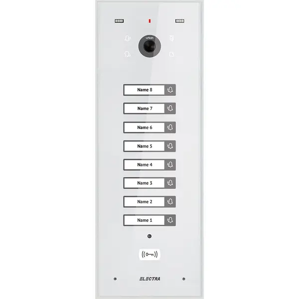 Videointerfon de exterior Electra VPU.08F03.ELWTL, 8 familii, 800 LTV, RFID, incastrat, alb