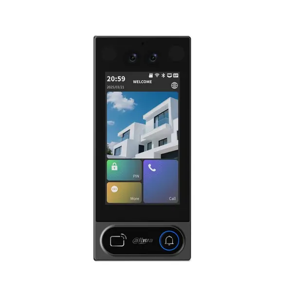 Videointerfon de exterior IP WiFi Dahua VTO6631QB-WP, 2MP, ecran 5 inch, acces prin PIN/recunoastere faciala/card/Bluetooth, slot card, microfon/difuzor, PoE