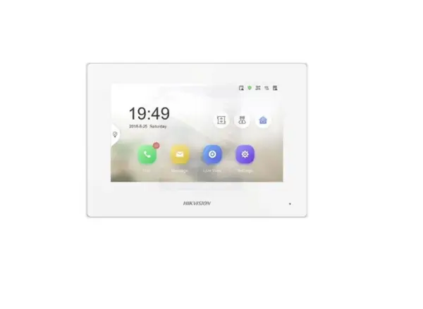Videointerfon de interior Hikvision DS-KH6320Y-WTE2, 7 inch, aparent, 2 fire, Alb