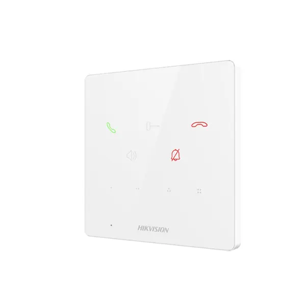 Videointerfon de interior IP Hikvision DS-KH6000-E1-WHITE, 9 butoane, PoE, Alarma IN