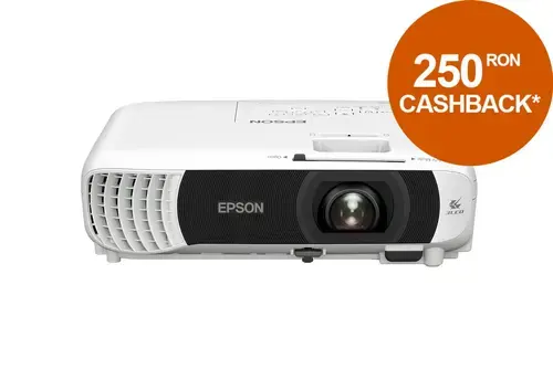 Videoproiector Epson EB-W55, 3LCD, WXGA 1280x800, 4000 ANSI lumeni, Wi-Fi, Difuzor 2 W (Alb)