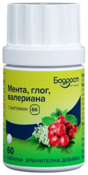 Vigoare Mentă, păducel, valeriană cu vitamina B6, 60 tablete, Sopharma
