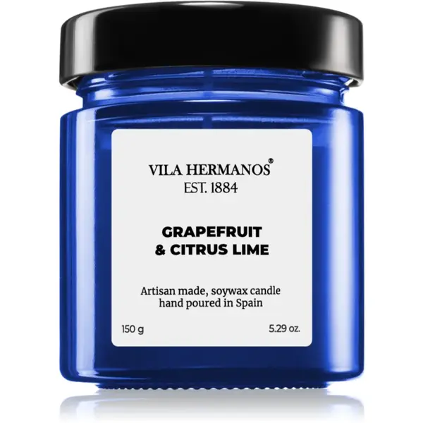 Vila Hermanos Apothecary Cobalt Blue Grapefruit & Citrus Lime lumânare parfumată 150 g