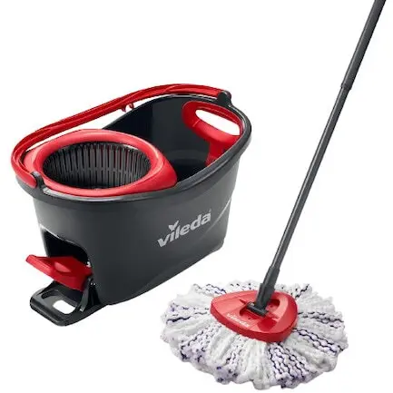 Vileda Set mop rotativ cu galeata Vileda Turbo 3 in 1 Microfibre Box, negru-rosu