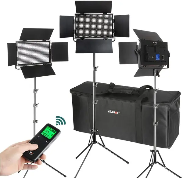 Viltrox VL-40T Set 3 Lampi LED, Putere 40W, Bi-Color, 3300-5600K, Telecomanda Wireless 2.4GHz, Afisaj LCD