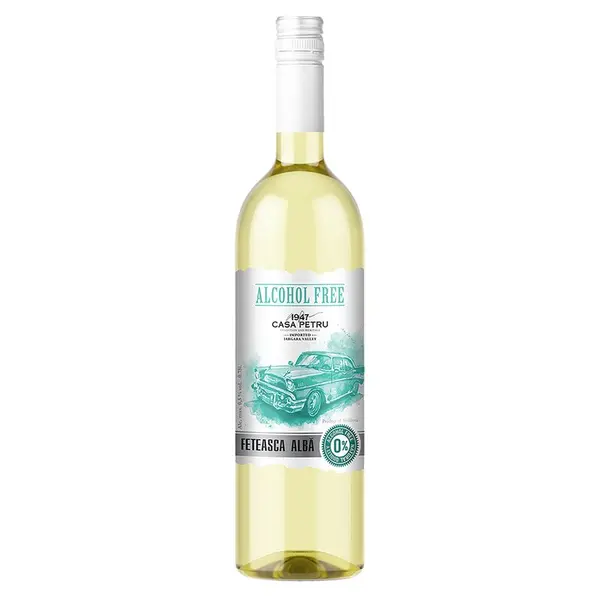 Vin alb demidulce, fara alcool, Feteasca Alba, 750ml, Casa Petru