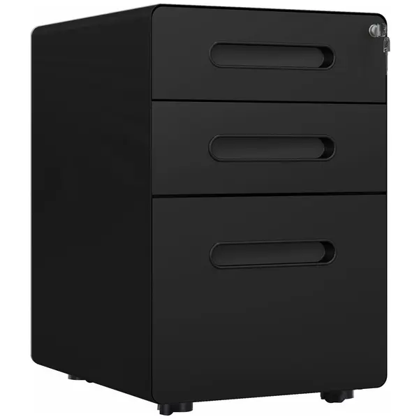 Vinsetto Caisson de birou mobil cu cheie și 3 sertare pentru format A4, scrisoare, legal, 39 x 48 x 59 cm, negru | Aosom Romania