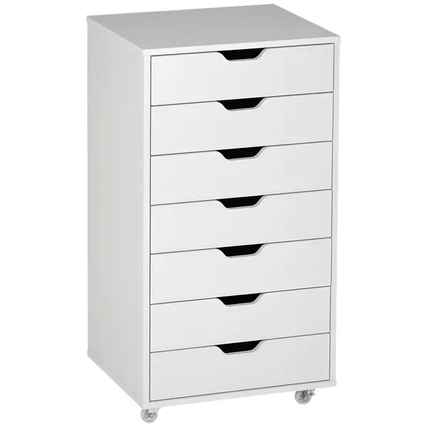 Vinsetto Caisson de bureau cu roți mobilier depozitare birou cu 7 sertare organizator pentru documente, format A4 sau scrisori | Aosom Romania