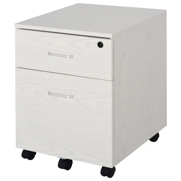Vinsetto Dulap cu Sertar, cu 2 chei si cu 5 roti, dulap pentru depozitare documente, 40x44x54.6 cm, Design Compact, Alb | Aosom Romania