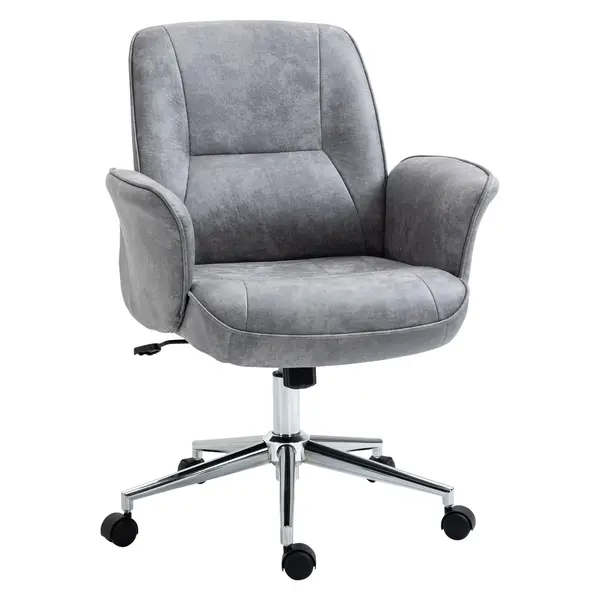 Vinsetto Scaun de Birou Ergonomic cu Înaltime Ajustabilă și Funcție de Balansoar cu Tapițerie din Microfibră, 67x69x92-102 cm, Gri | Aosom Romania