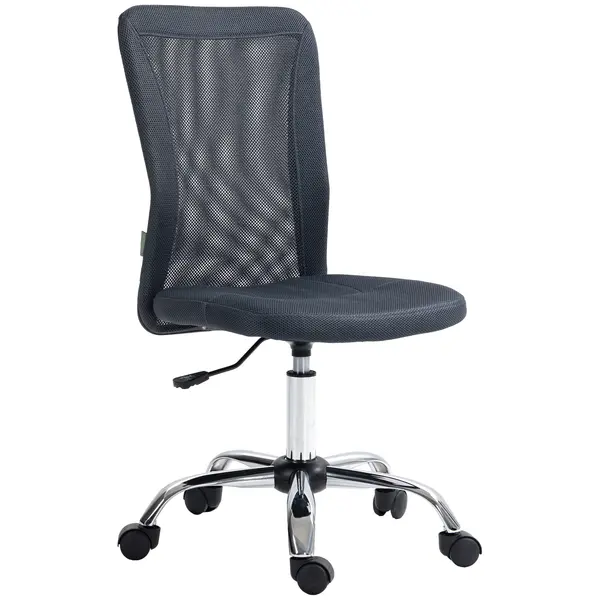 Vinsetto Scaun de birou ergonomic înălțime reglabilă picioare cromate pivotant 360° îmbrăcăminte plasă gri închis | Aosom Romania