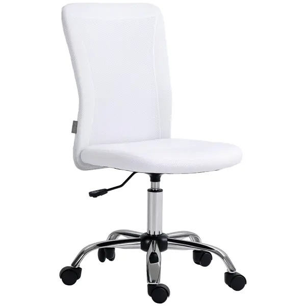 Vinsetto Scaun de birou ergonomic înălțime reglabilă picior cromat pivotant 360° îmbrăcăminte plasă albă | Aosom Romania