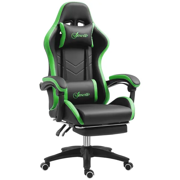 Vinsetto Scaun Gaming cu Înălțime Reglabilă, Scaun Gaming Ergonomic cu Spătar Rabatabil, 65x65x121-129 cm, Negru | Aosom Romania