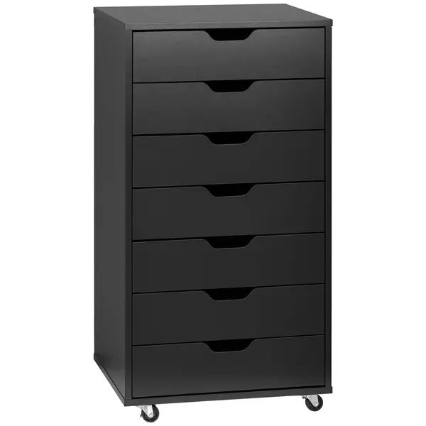 Vinsetto Sertar de birou cu roți, mobilier pentru depozitare de birou cu 7 sertare - organizator pentru documente, format A4 sau scrisori | Aosom Romania