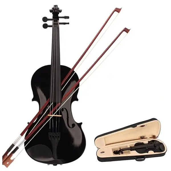 Vioara clasica din lemn 3 4 si arcus 1 8 suplimentar, DEPOX , toc inclus, negru