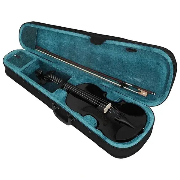 Vioara clasica din lemn pentru copii 1 8, DEPOX , 43 cm, finisaj lucios negru