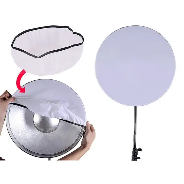 Visico Kit Visico RF-405C Beauty Dish Bowens 40.5cm (Negru/Alb) + Difuzie Frontala DF-405 pentru Blituri Studio