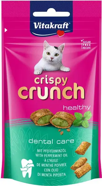 VITAKRAFT Delicatesă pentru pisici Crispy Crunch Dental cu Ulei de Mentă, 60g