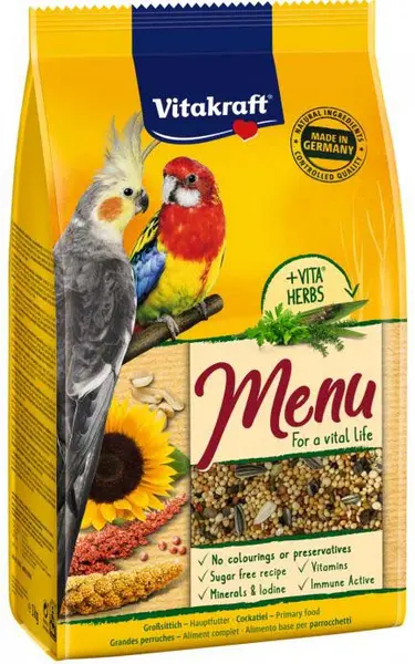 VITAKRAFT Menu VITAL cu Ierburi, Hrană pentru papagali de mărime medie,Nimfe 1kg
