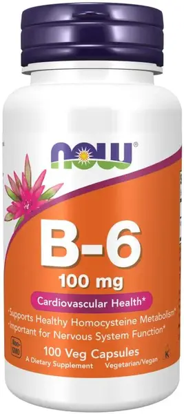 Vitamin B-6, 100 mg, 100 capsule, Now