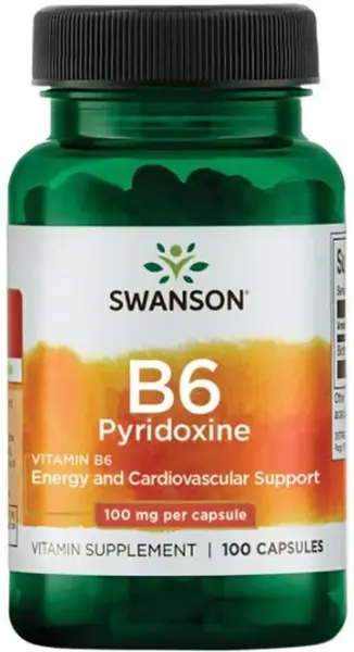 Vitamin B6 Pyridoxine, 100 mg, 100 capsule, Swanson
